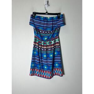 Pixi + Ivy Blue and Orange Strapless Mini Dress Sz xs